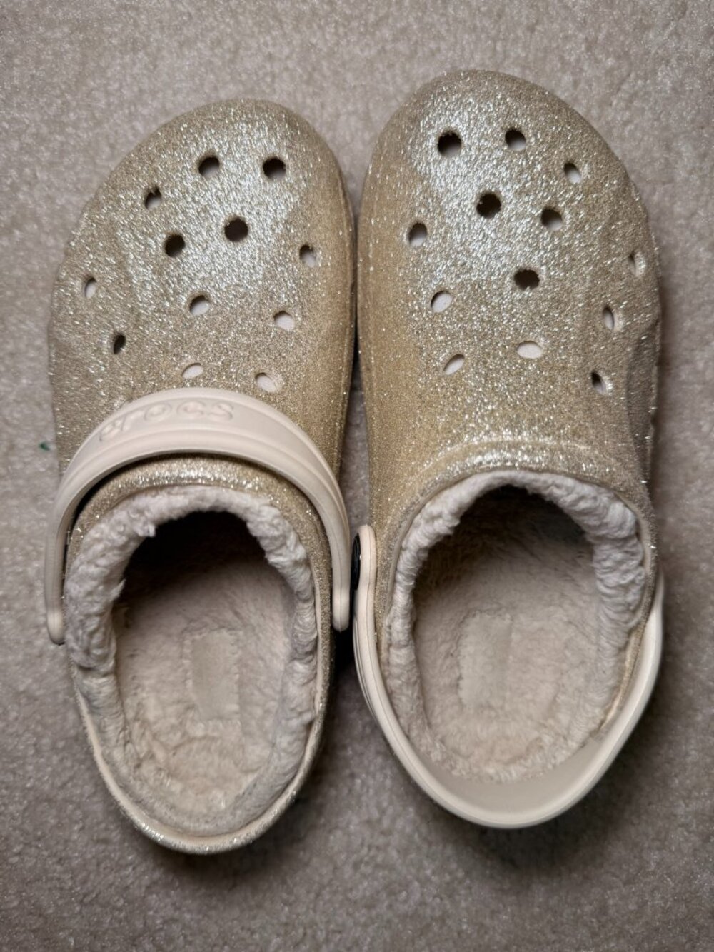 Crocs Glitter Lined Clogs Gold Big Kid 2